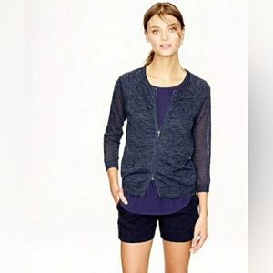 J Crew Marled Zip Cardigan, Heathered Dark Gray, Size XXS